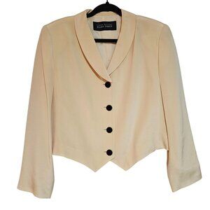Easter Spring Blazer Linda Allard Ellen Tracy Womens Cream Silk  Size S
